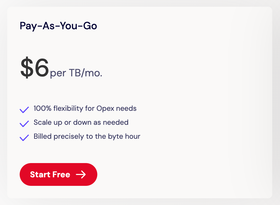 Backblaze pricing screenshot