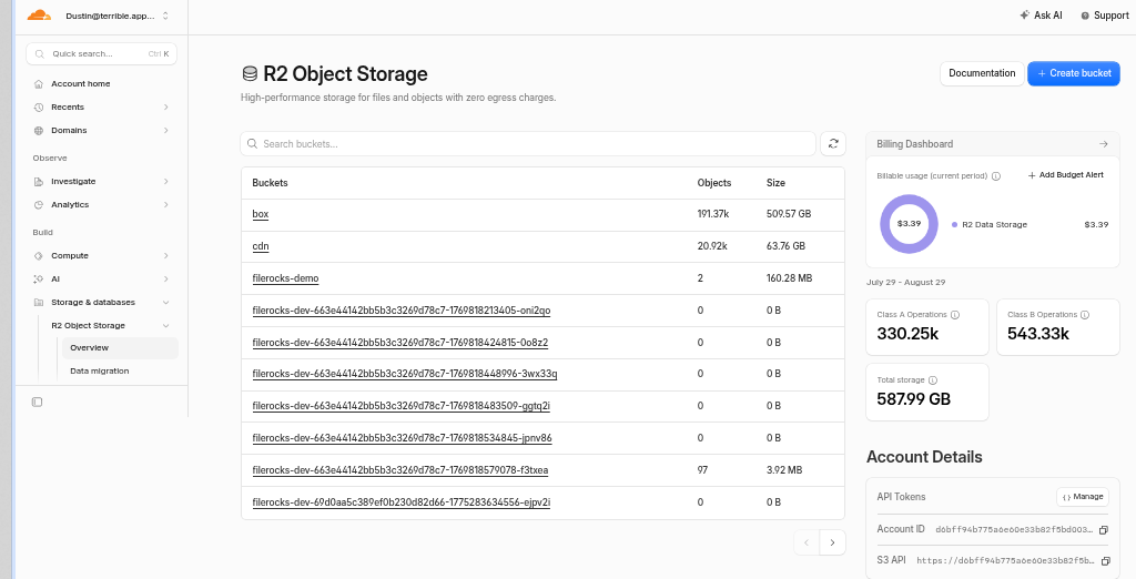 R2 account details with S3 API endpoint
