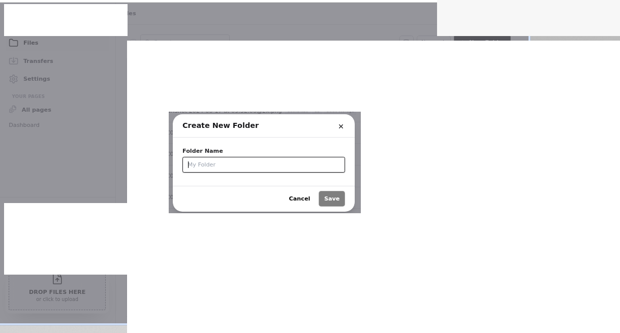 Create New Folder modal