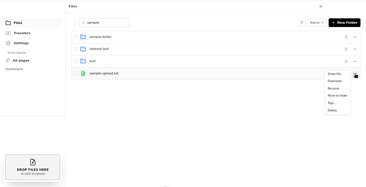 File row menu with Rename