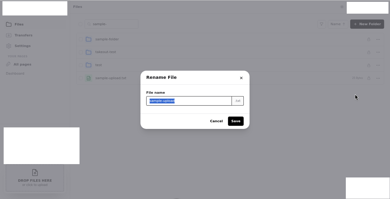 Rename File modal