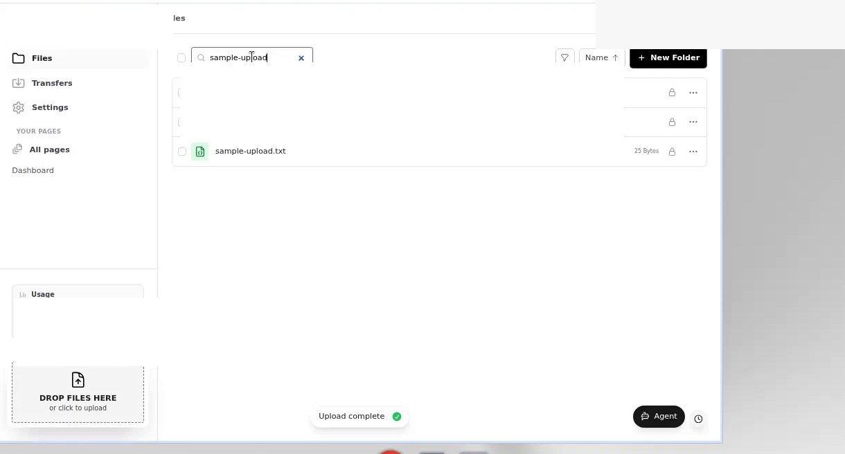 Upload finished in Files