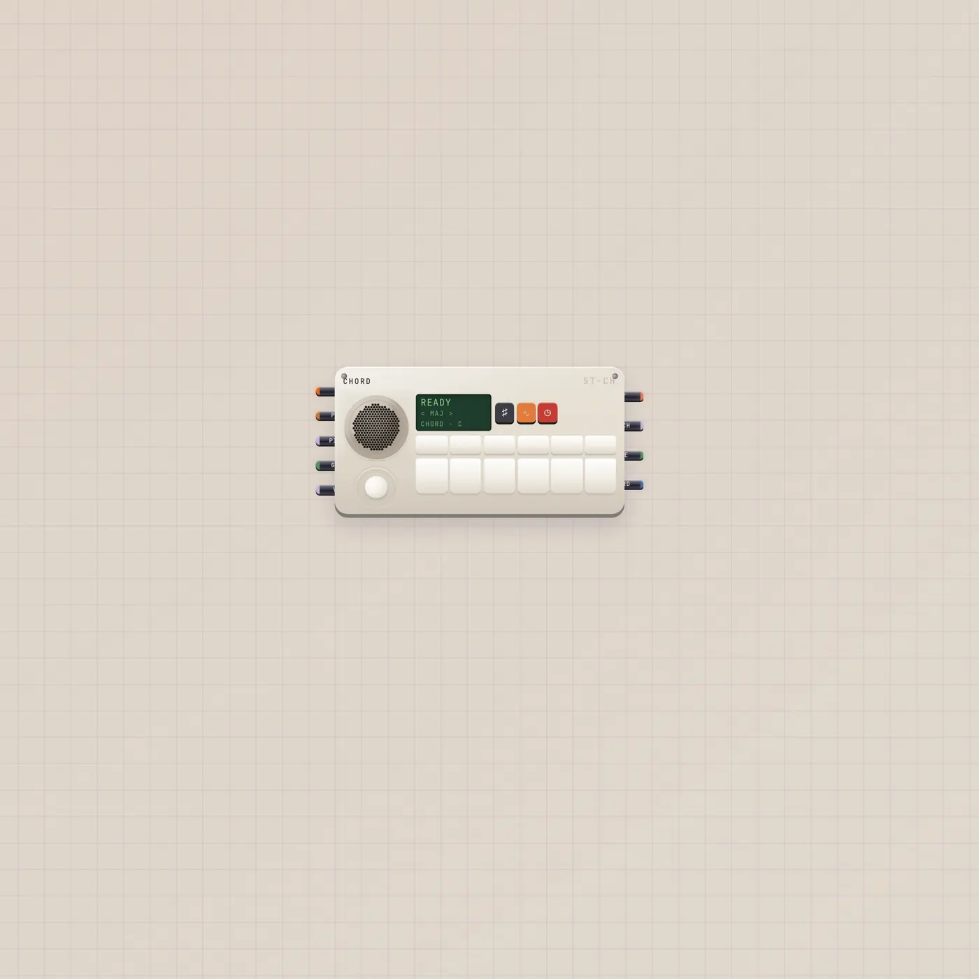 Component Guide product shot: Tilt the stick. Twelve keys play chords.