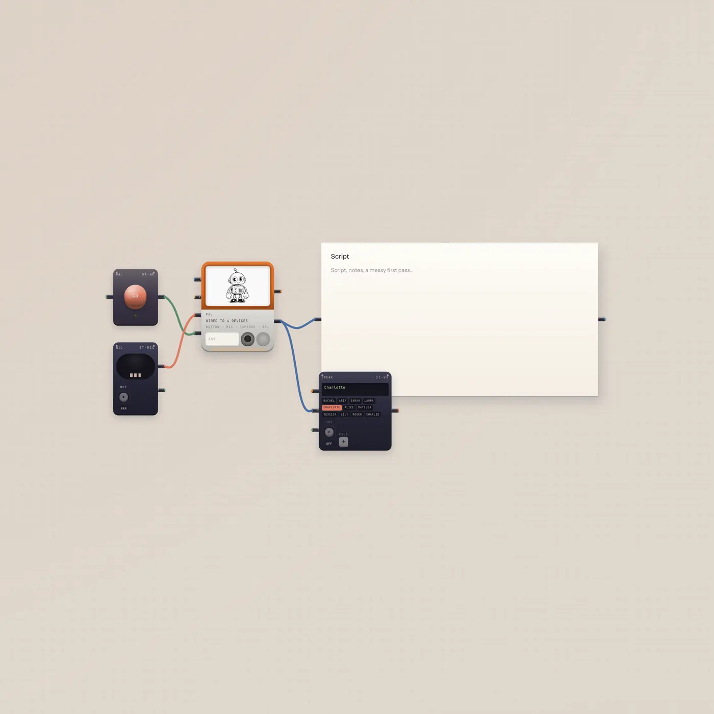 Use Case product shot: Ask Pal. The script lands in the Doc. Speak reads it.