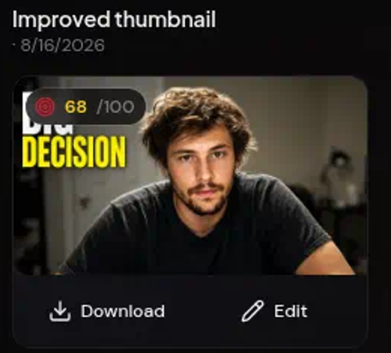 Thumbly Score badge on a thumbnail card