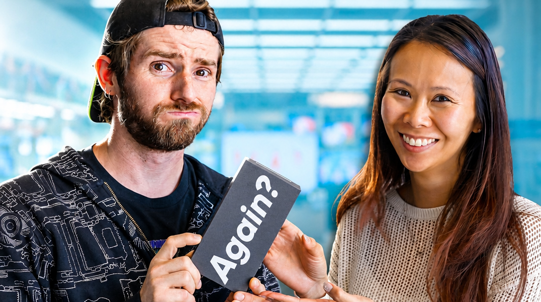 Linus Tech Tips wife-phone thumbnail, Thumbly's improved version